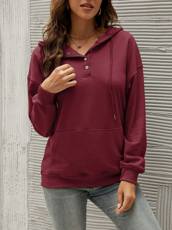 Women’s Button Up Cozy Drawstring Hoodie