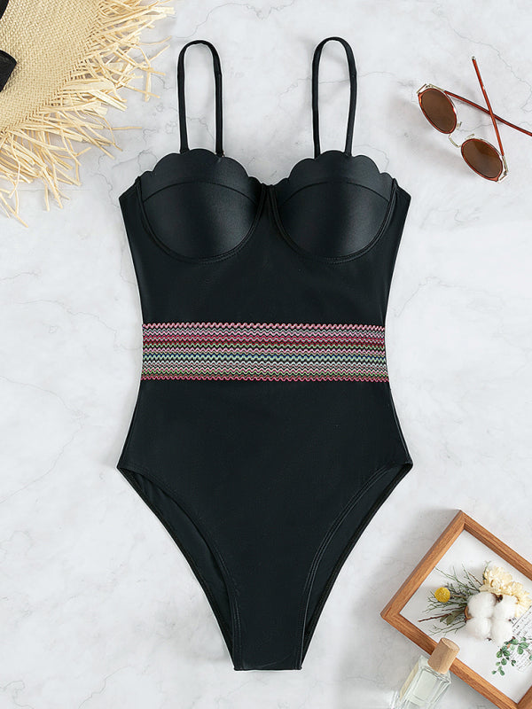 Women's Black Shell Shape One Piece swimwear