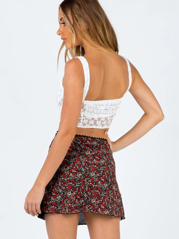 Women's Mesh High waist double layer Wrap Hip skirt