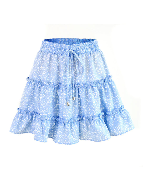 Women's Tiered Ruffle Waist Tie Mini Skirt