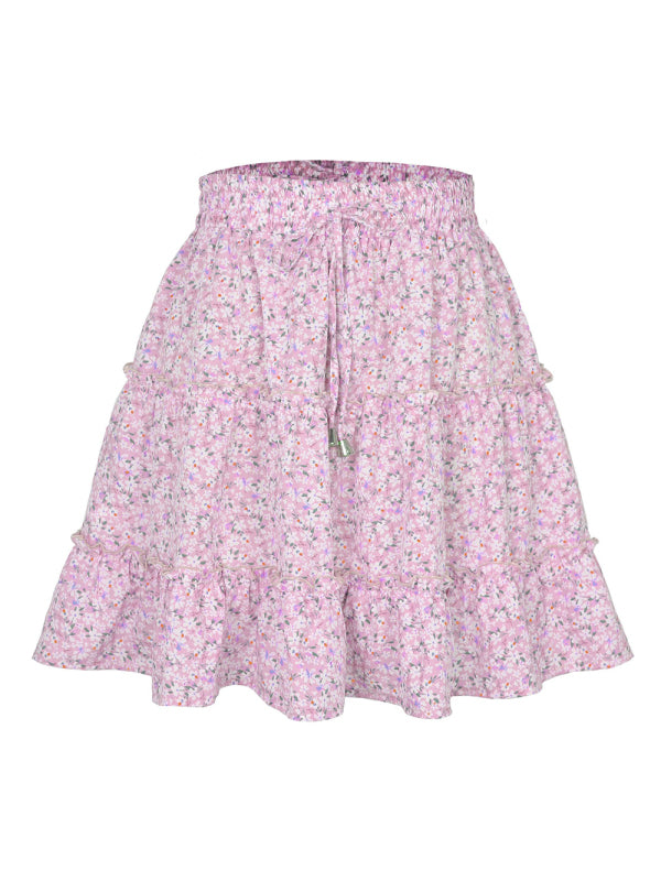 Women's Tiered Ruffle Waist Tie Mini Skirt