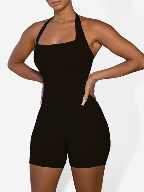 Women's Solid Colour Free Style Fitness Bodysuit