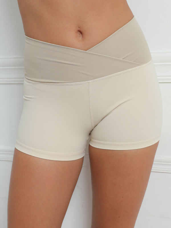 Women's Contrast V Cut Waist Yoga, Fitness Workout Sports Shorts