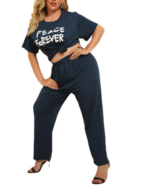 Women’s Plus Size Peace Forever Graphic Tee With Matching Pants