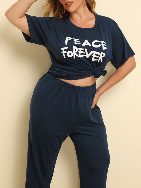 Women’s Plus Size Peace Forever Graphic Tee With Matching Pants