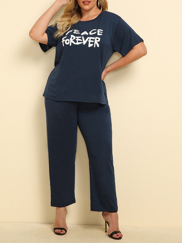 Women’s Plus Size Peace Forever Graphic Tee With Matching Pants