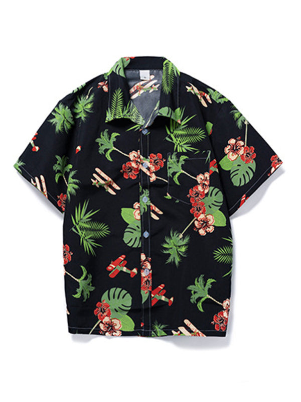 Men's Hawaiian Beach Short-Sleeve Button-Up Shirt