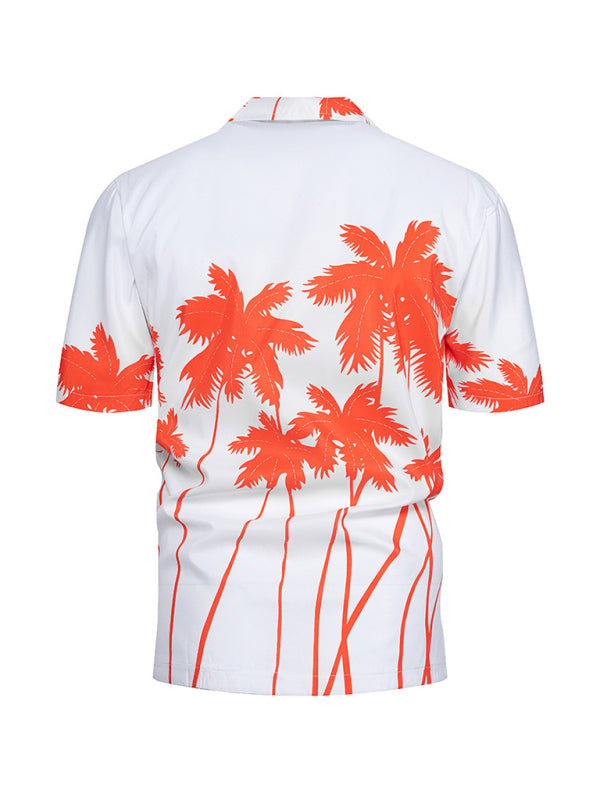Men's Hawaiian Beach Short-Sleeve Button-Up Shirt