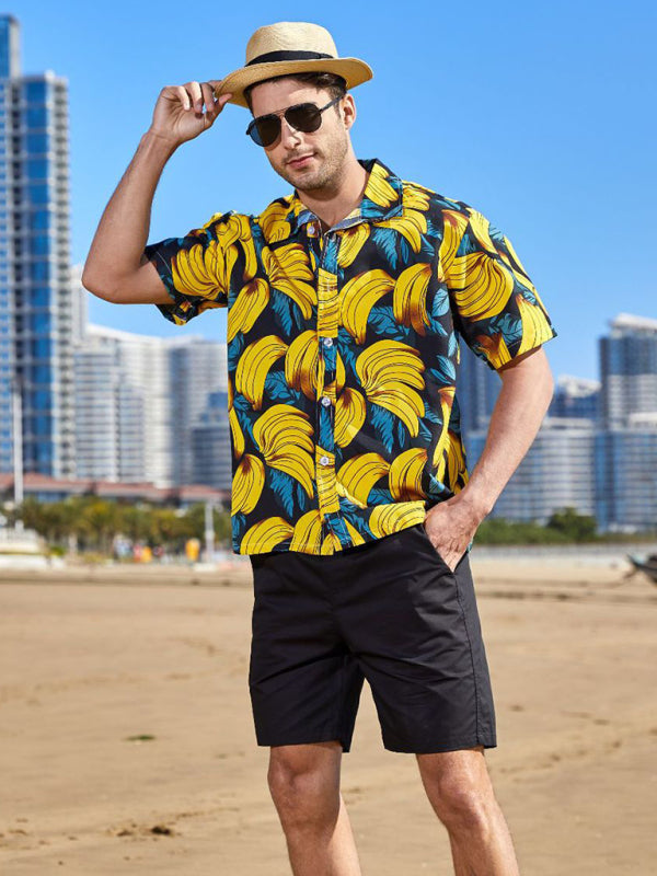 Men's Hawaiian Beach Short-Sleeve Button-Up Shirt