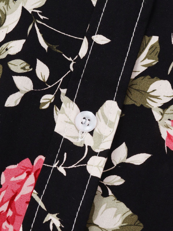 Men's Floral Print Short Sleeve Button-Up Camp Shirt