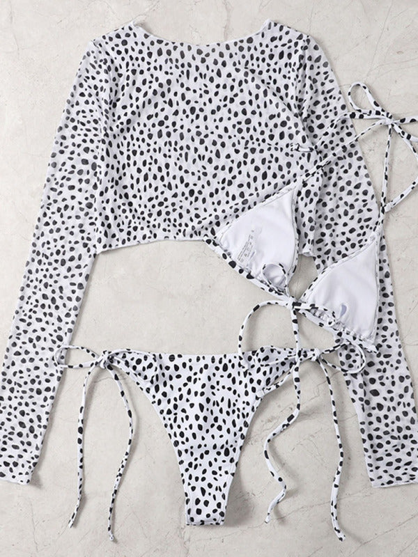 Women's Long-sleeved Three-piece Bikini Set