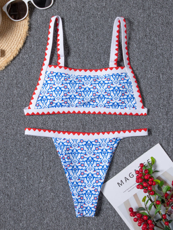 Women's Bohemian Colourful Crochet Triangle Bikini Set