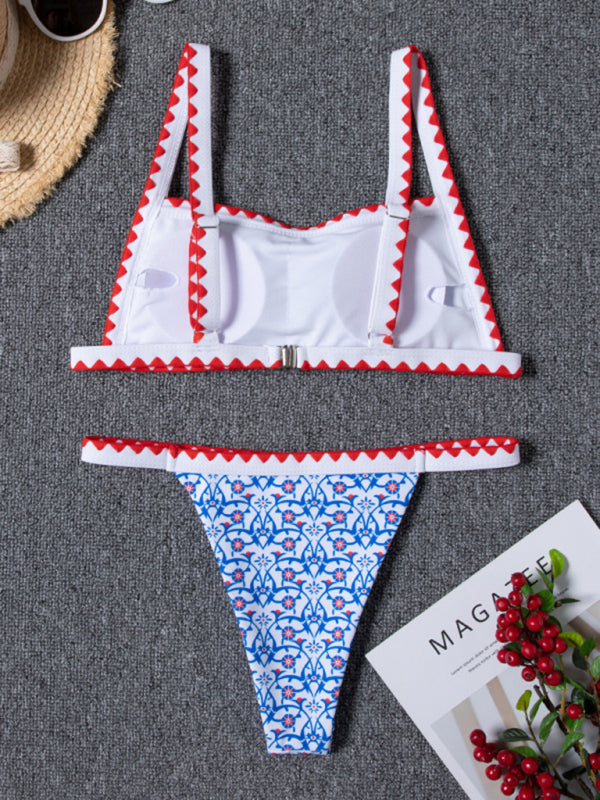 Women's Bohemian Colourful Crochet Triangle Bikini Set