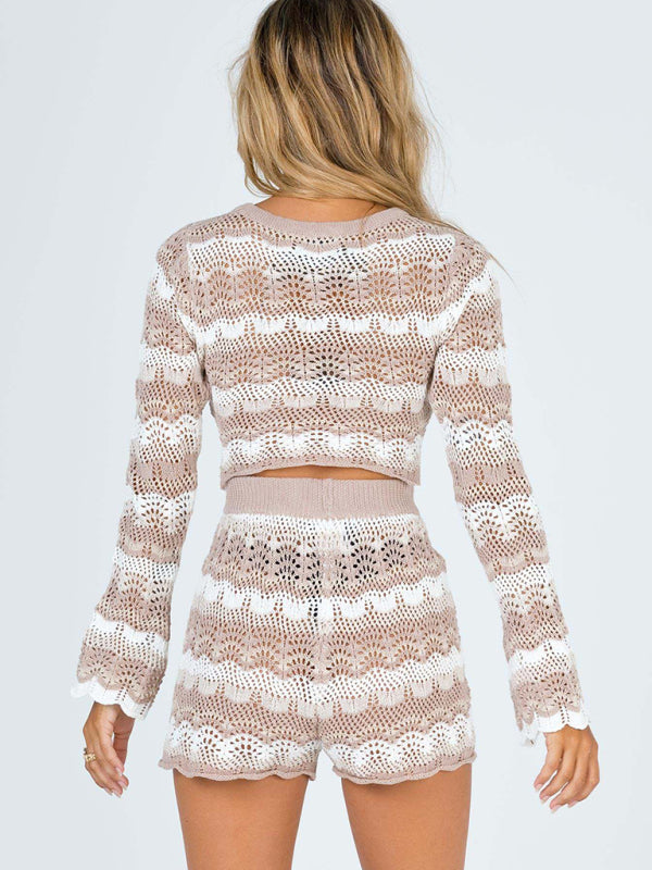 Women's Long Sleeve Bolero Sweater Two-Piece Set