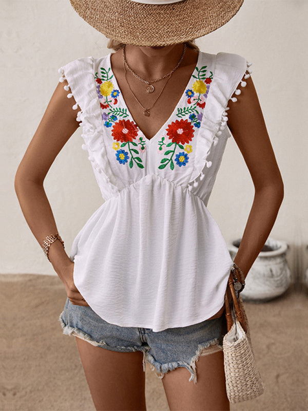 Women's Sleeveless Embroidered Top