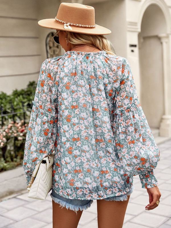 Women's Temperament Commuting Floral Printed Shirt Top