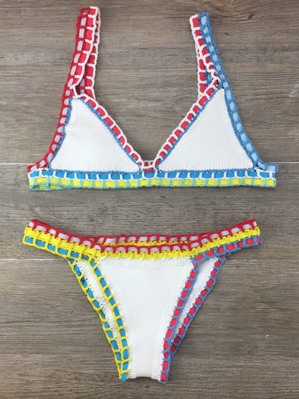 Women's Hand Crocheted Bikini Knit Panel Swimsuit Set