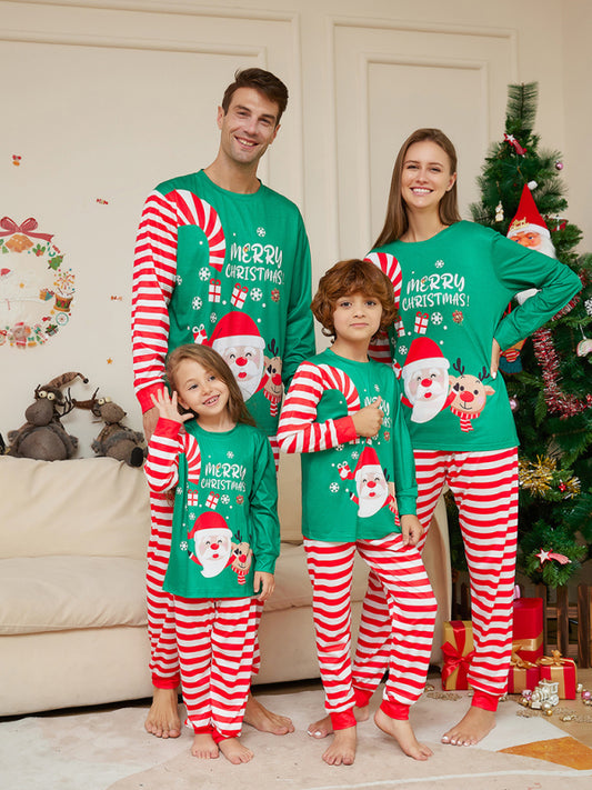 Family Christmas Cartoon Santa Claus letter print Parent-child Christmas Pyjamas Set