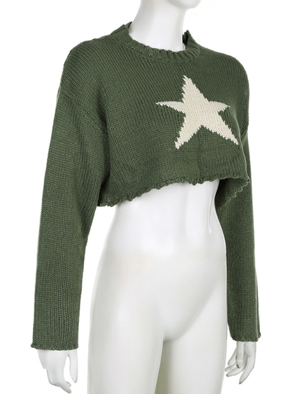 Women's loose five-pointed star short sweater