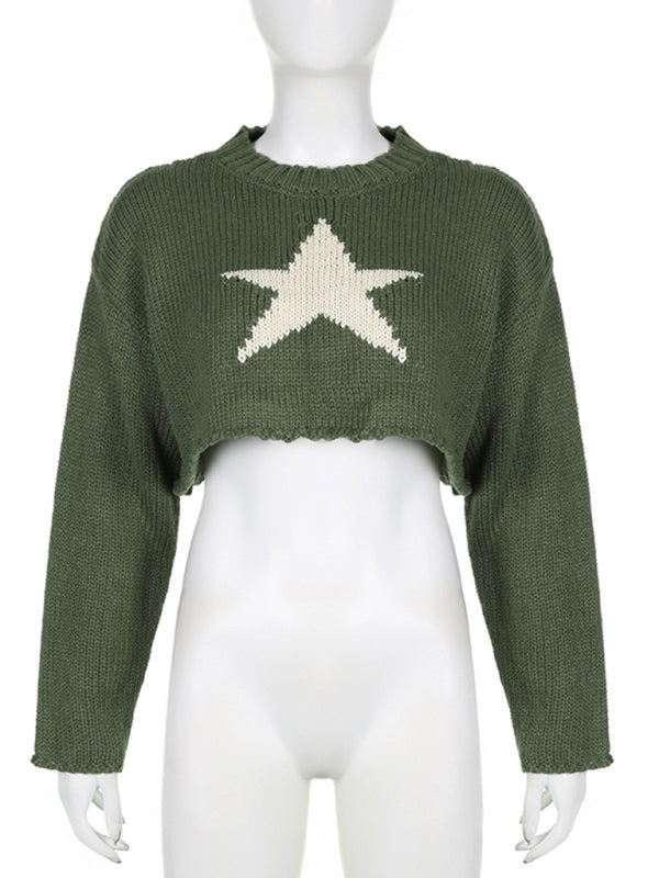 Women's loose five-pointed star short sweater