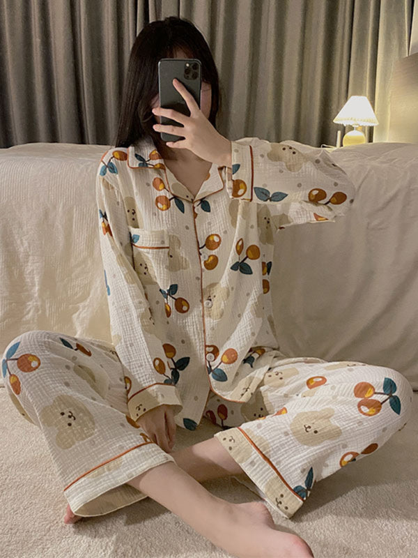 Women's winter long-sleeved cardigan Pyjamas