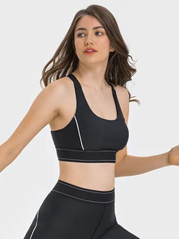 Women's Adjustable shoulder strap sports bra fitness shockproof comprehensive training Sports Set