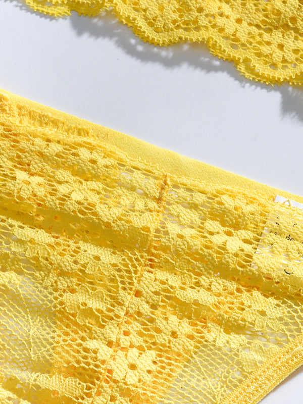 Women's see-through lace split underwear Lingerie set