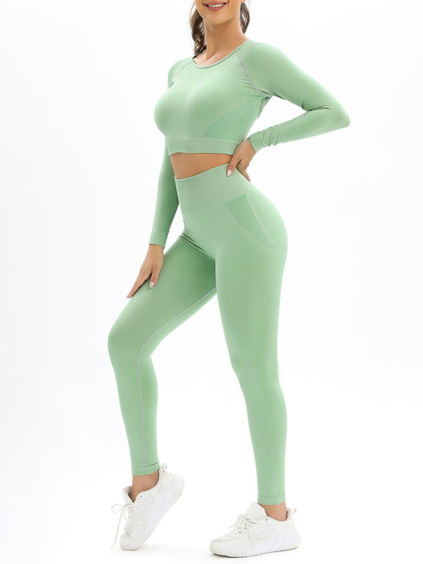 Women's Seamless Activewear High Elastic Long-sleeved Sports Two-piece suit