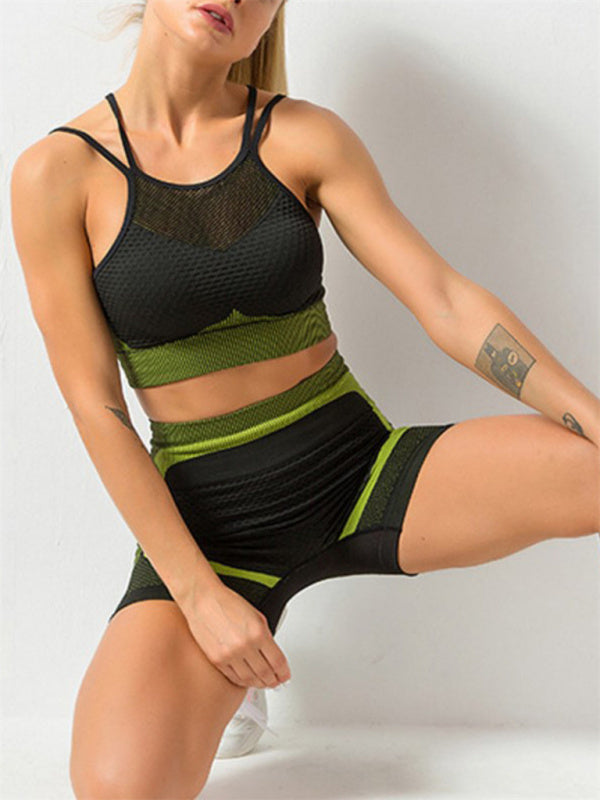 Women's Quick-drying tight Seamless Backless Camisole and Shorts yoga Set