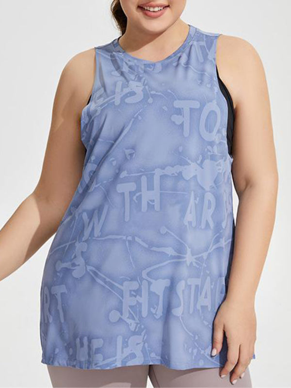Women's Plus Size Hollow Breathable Quick Dry Sports Sleeveless T-Shirt