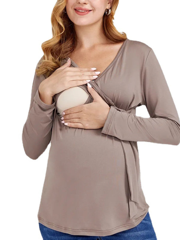 Nursing V-neck long-sleeved Maternity Top