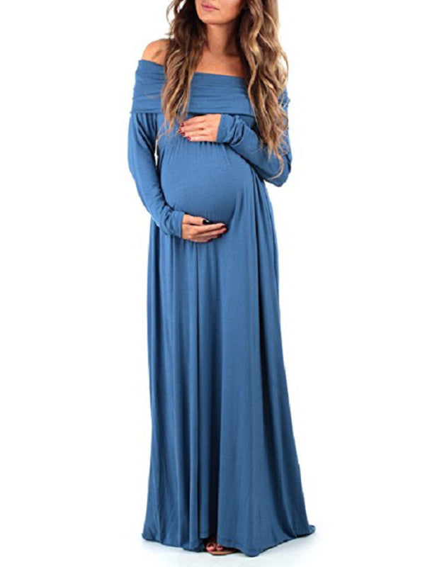 Women's Maternity one collar Long sleeve Dress