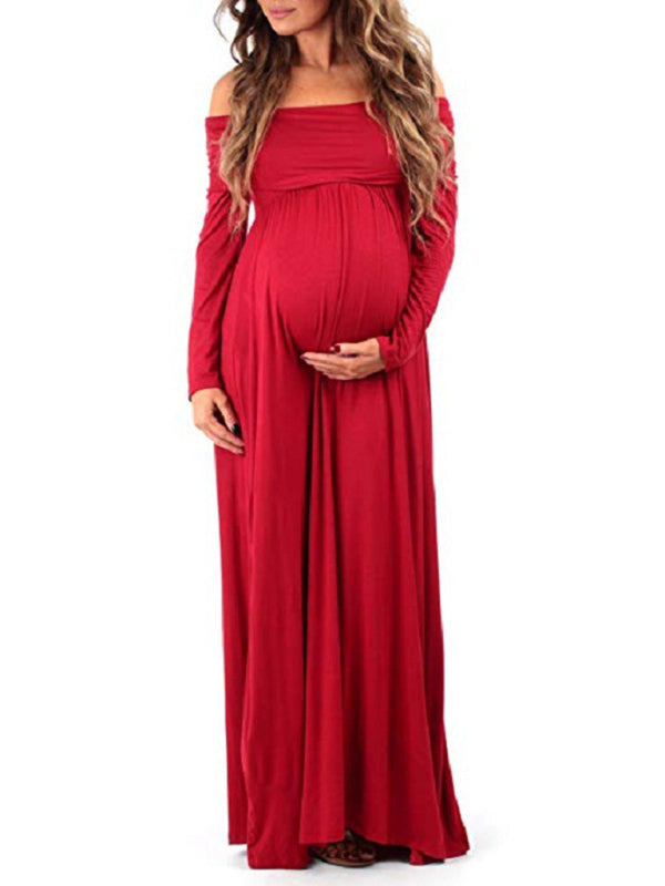 Women's Maternity one collar Long sleeve Dress