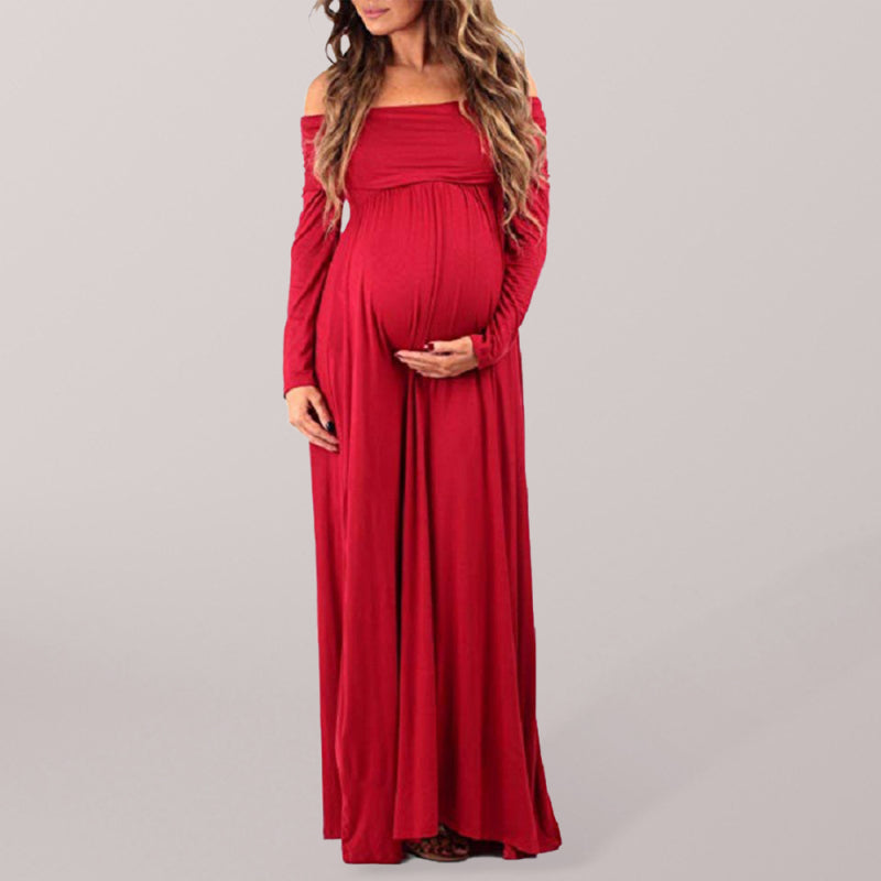 Women's Maternity one collar Long sleeve Dress