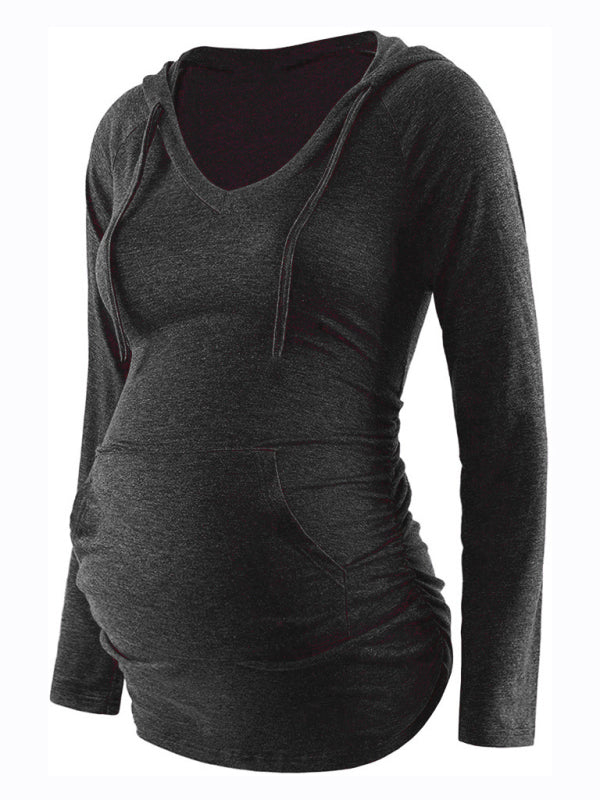 Maternity Hooded pocket long-sleeved Top