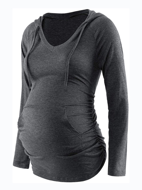 Maternity Hooded pocket long-sleeved Top