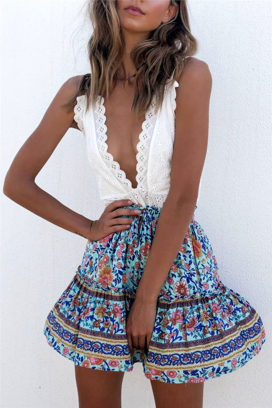 Women's Bohemian Ethnic Ruffle Skirt