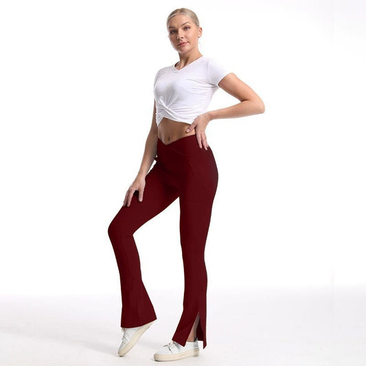 Women's Slit Micro High Waist Elastic Hip Lifting Dance Sports Trousers