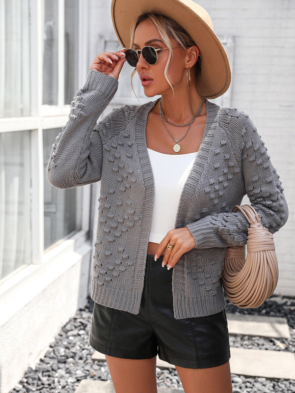 Women's knitted Three-dimensional Pattern Cardigan