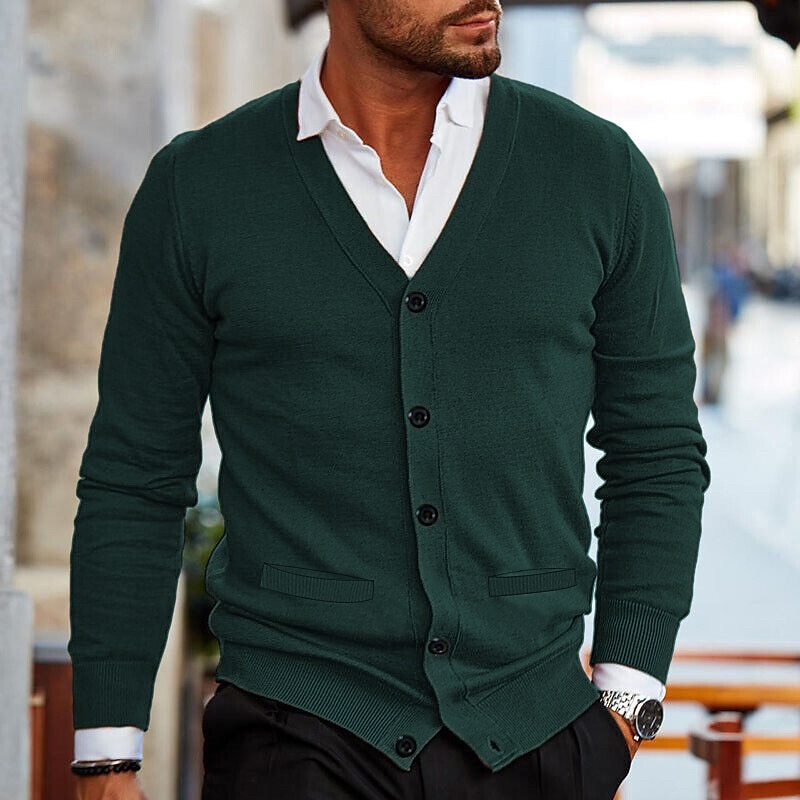 Men's V-neck long-sleeved Slim cardigan Jacket